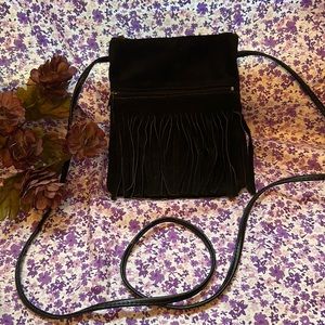 Vintage conchita black leather crossbody purse